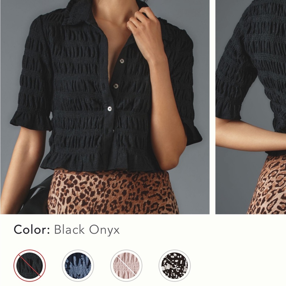 Maeve Black Textured Women's Top NWT Sold out Anthropologie